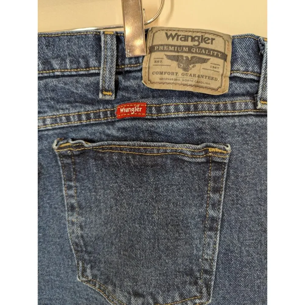 Wrangler Mens Jeans Five Star Regular Fit Flex 44x30 Dark Wash Denim 1096FXVMF